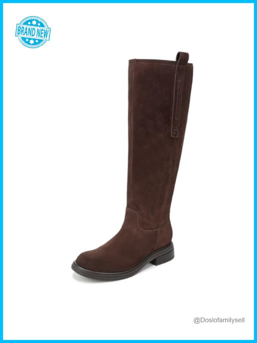 Knee High Suede Boots Block Heel Round Toe Tall Slouch Comfort